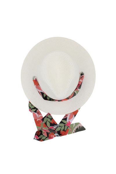 BM GİFT DESİGN White women's beach hat with colorful scarf