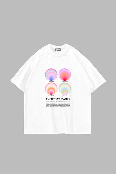 Sekizbiraltı Aura Vibes Printed Oversize Unisex Λευκό Tshirt