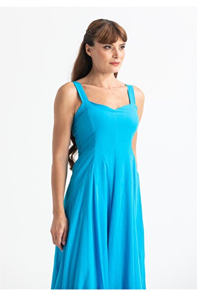 Eliş Şile Bezi Turquoise Trkz Aska Voile Emel Long Summer Dress