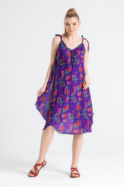 Eliş Şile Bezi Rochie scurtă de vară Aphrodite Voile cu bretele Mov 6084