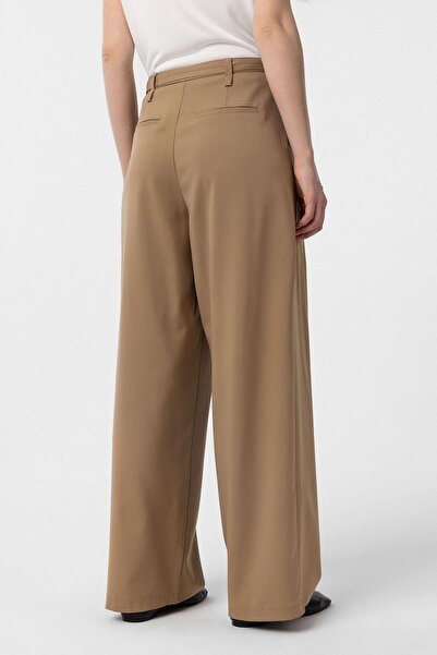 Antioch Camel Belted Pleated Women's Trousers