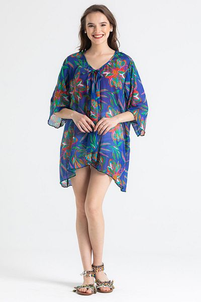 Eliş Şile Bezi Side Voile Summer Pareo Saks 6192