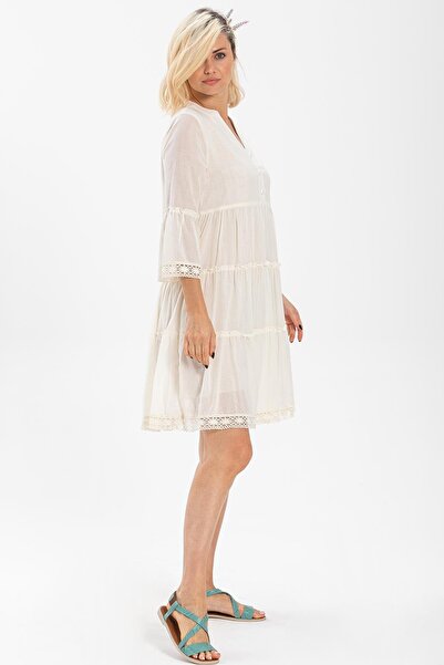 Eliş Şile Bezi Κοντό καλοκαιρινό φόρεμα - Şeyma Vual Cream/Krm