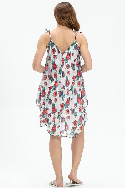 Eliş Şile Bezi Strappy Voile Aphrodite κοντό καλοκαιρινό φόρεμα λευκό 6081