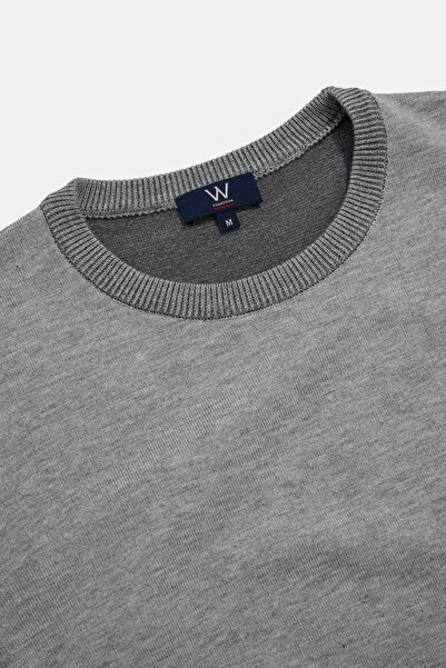 W Collection Gray Crew Neck Long Sleeve Sweater
