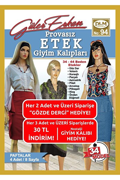 Dilem Yayınevi Güler Erkan No:94 Provasız Etek Giyim Kalıpları