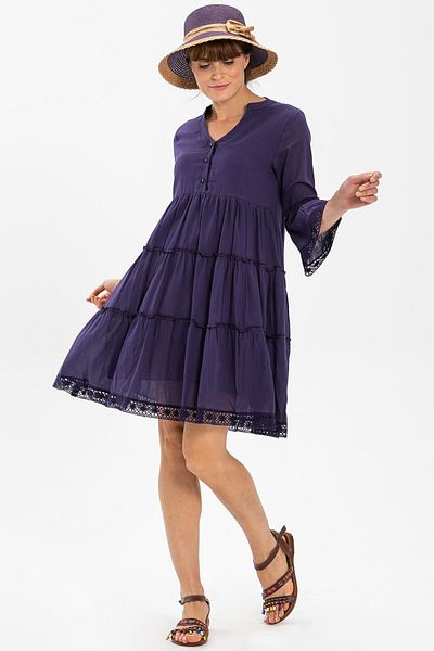 Eliş Şile Bezi Rochie scurtă de vară Şeyma Voile Mov Mov