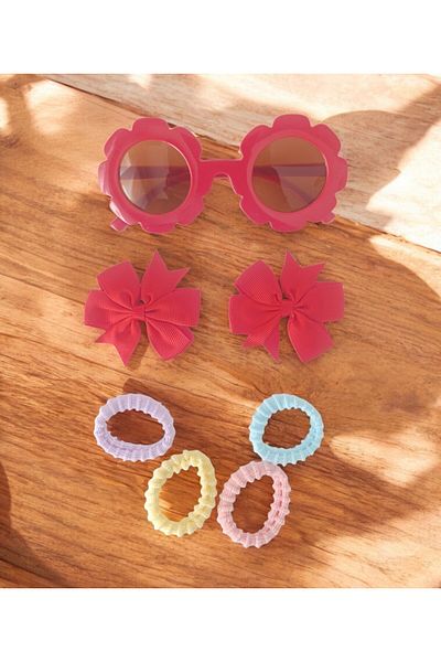 LİDEAS Children's Sunglasses, 2 Grosgrain Buckles and 4 Towel Rubber Set