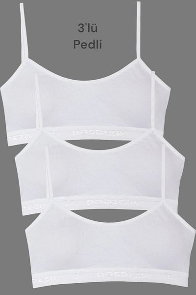 Dondeza 3-Piece Young Girl Rope Strap Padded Flat Bustier with Flexible Comfortable Pad