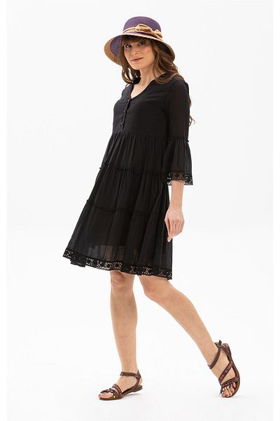Eliş Şile Bezi Καλοκαιρινό φόρεμα Şeyma Voile Black Clearance