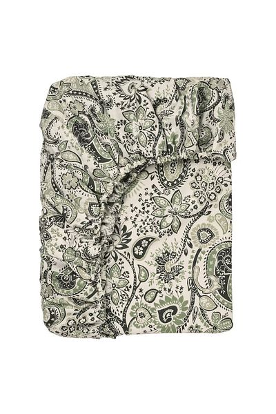 IKEA RODGERSIA Fitted Sheet – Green/White, 90x200 cm | Soft Cotton-Viscose Blend