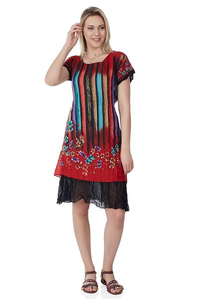 Eliş Şile Bezi Κόκκινο Midi Length Voile Laurel Αυθεντικό Φόρεμα 6091