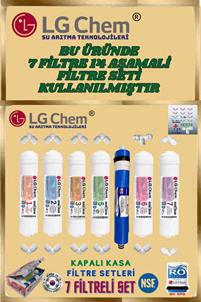LG Chem Kapalı Kasa 7 Filtre 14 Aşamalı Su Arıtma Cihazı Filtre Seti TÜM FİTT...