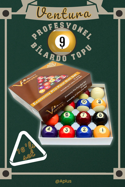 VENTURA 16’lı Profesyonel Bilardo Topu Seti Dayanıklı ve Dengeli Yapı, Uzun Ö...