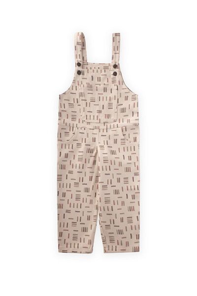 Cigit Patterned Gabardine Salopet - 2-7 Years - Ecru - Striped