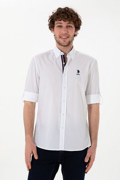 U.S. Polo Assn. Ανδρικό λευκό μακρυμάνικο πουκάμισο 50300207-VR013