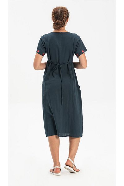 Eliş Şile Bezi Briefly Sile Bezi - Large Size - Petrol Ptrl Midi Length Dress