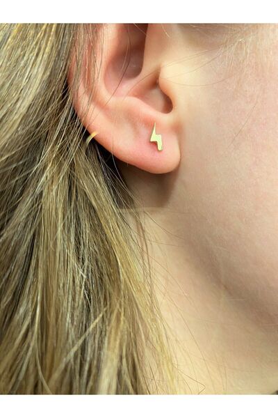 Hepimitu Şimşek Tragus Piercing Altın Küpe