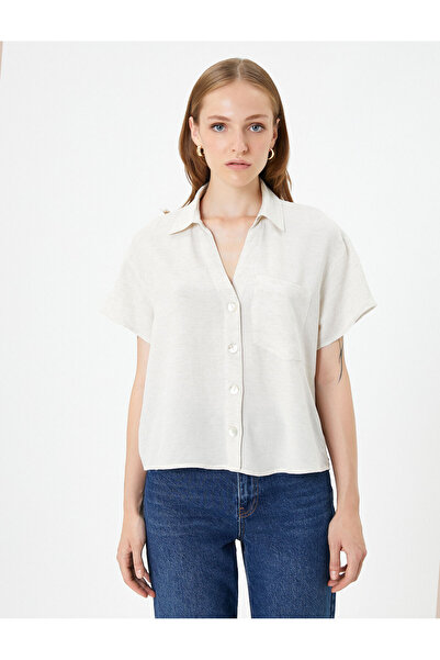 Koton Kurzärmliges Hemd mit Knopfleiste und klassischem Kragen aus Viskosemischung