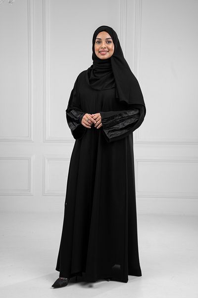 LAVİNİA Lavinia women's abaya with knights fabric and jacquard fabric insert