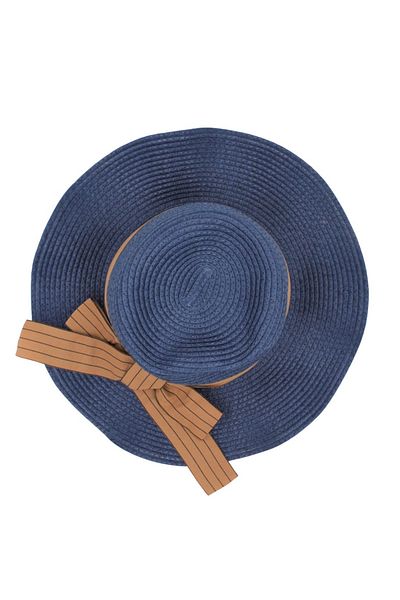 BM GİFT DESİGN Women's blue beach hat with brown bow