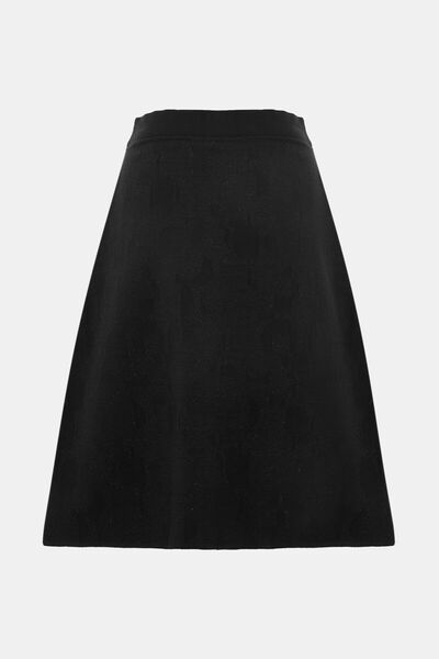 W Collection SİYAH MİNİ JAKARLI RİBANALI ETEK