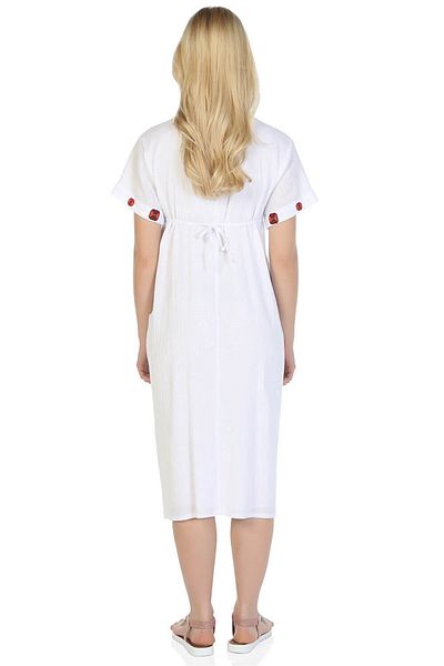 Eliş Şile Bezi Κοντομάνικο ύφασμα Sile / Plus Size / Angel Midi Μήκος / Καλοκαιρινό Φόρεμα / Λευκό