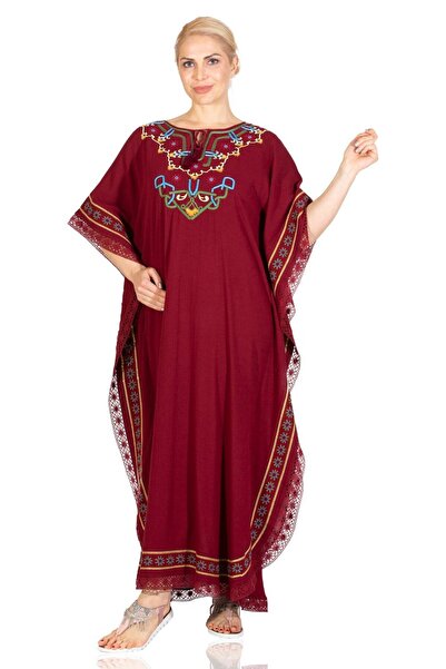 Eliş Şile Bezi Rochie autentică de vară lungă, din pânză Şile, cu mâneci scur...