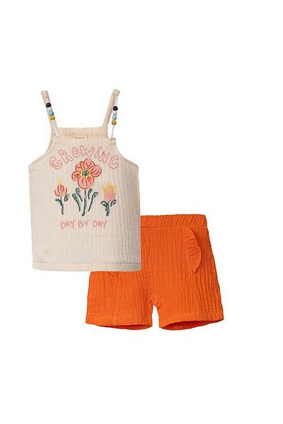 Necix's Flower patterned strap body shorts set