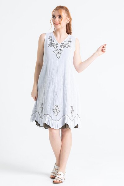 Eliş Şile Bezi Rochie albă de lungime midi - Voile fără mâneci Jülide Summer Style