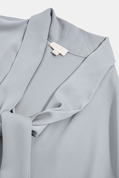 W Collection GÜMÜŞ DİZ ÜSTÜ ŞAL YAKA ELBİSE