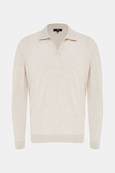 W Collection BEJ POLO YAKA UZUN KOLLU KAZAK
