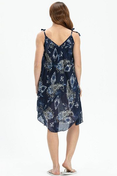 Eliş Şile Bezi Strappy Voile Aphrodite Κοντό καλοκαιρινό φόρεμα Navy Blue 6139