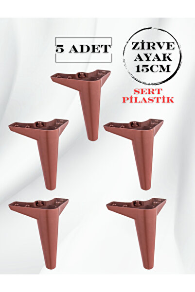 MKLAKS Zirve Plasitk Ayak (KAHVE) 15cm Mobilya Koltuk Baza Dolap Ayağı Ayakla...