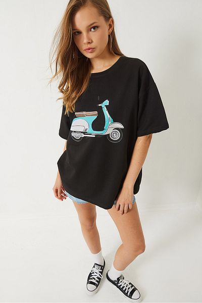 Bianco Lucci Women's Scooter Printed Short Sleeve Bicycle T-Shirt 3098 60283072