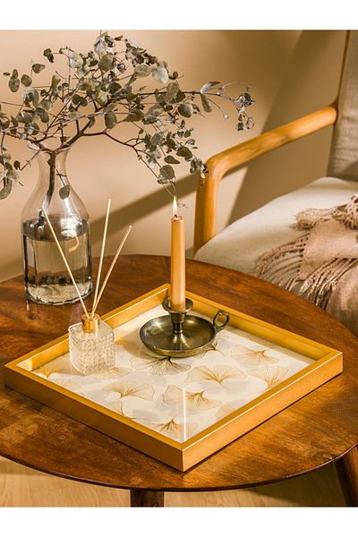 LC Waikiki Yellow Flower Printed Decorative Tray 33 cm