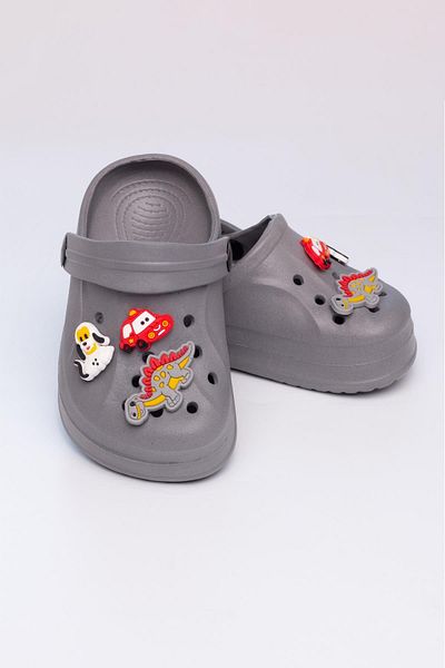The Red Kids Gray Non-Slip Sole Slippers (Size 24-29)
