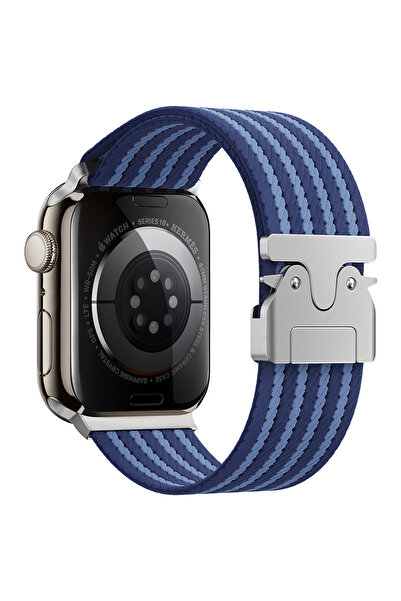 UnDePlus Apple Watch 10/11 Serisi 46mm Kordon Kelebek Klipsli Naylon Kumaş Hasır Örgülü 133