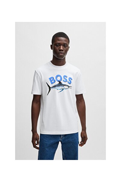 BOSS Fotoğraf baskılı pamuk jarse tişört