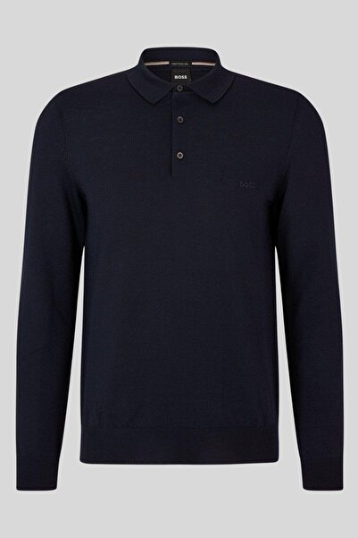 BOSS Hugo Boss Regular Fit Erkek Yün Kazak Lacivert