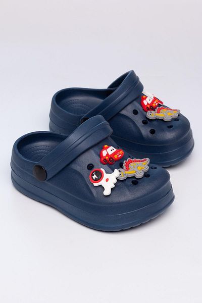 The Red Kids Size 24-29 Non-Slip Sole Slippers Navy Blue