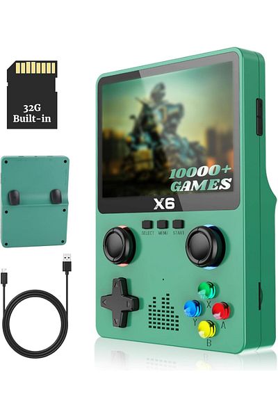 Primo Plus X6 Handheld Games Consoles, Built In 10000+ Games, 3.5 Inch IPS Screen Retro Games Console