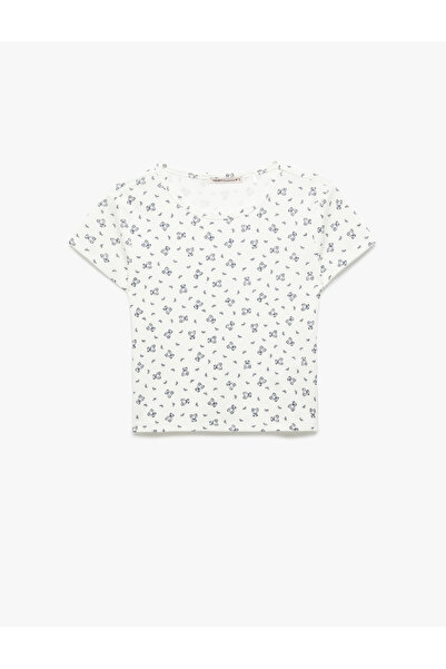 Koton Cotton Teddy Bear Printed Short Sleeve Crew Neck Pajama Top