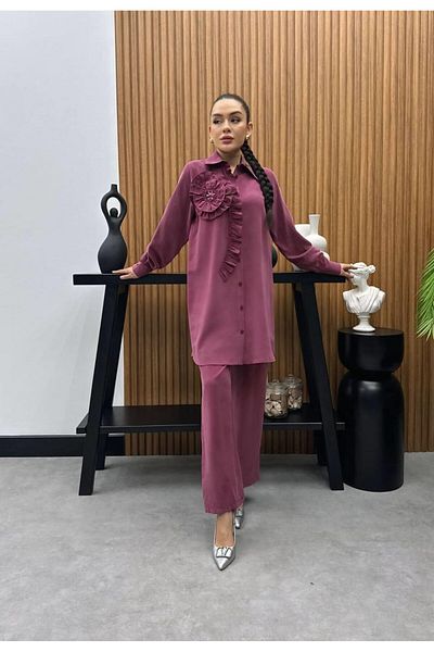 Cardella Premium Quality Tncl Fabric Floral Detailed Double Suit Hijab Suit