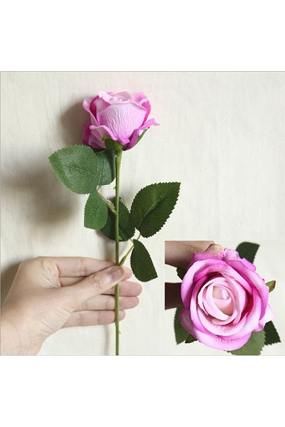Choice Deep Pink 5pc Artificial Flowers Silk Rose Long Branch Bouquet for Wedding Home Decoration Fake Plan