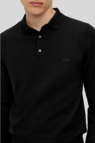 BOSS Yünlü Regular Fit Polo Yaka Kazak Erkek KAZAK 50476357 001
