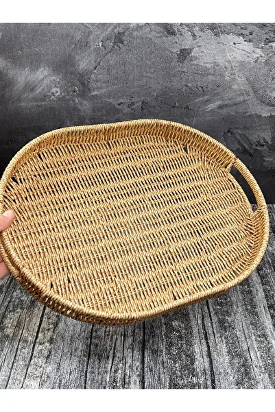 YzHome Only Large Size Oval Wicker Tray Serving Presentation Tray Organizer Organizer 43*29cm