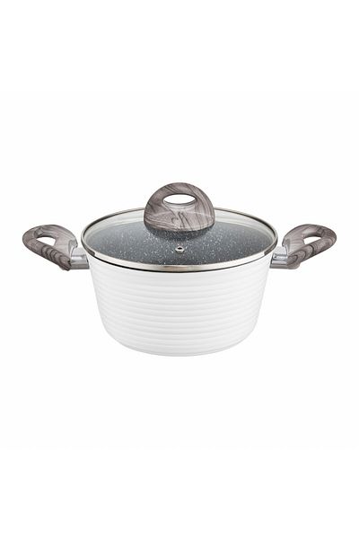 Ambition Pot with lid 28cm, 6.5L, Qualum Basic Stone Edition coating, Wavy