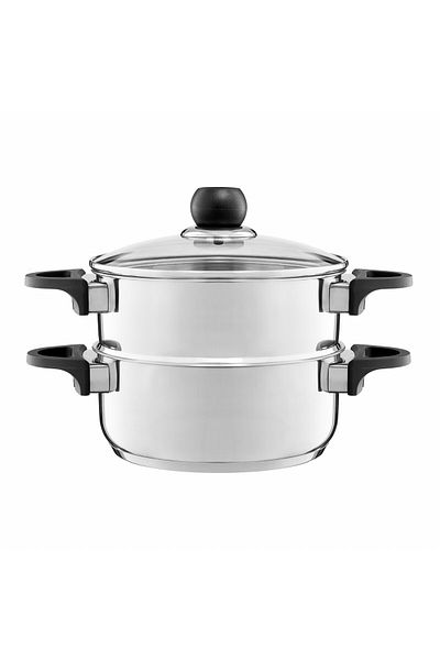 Ambition Stainless steel pot with lid and steamer 20cm, 3 pieces, Vikos