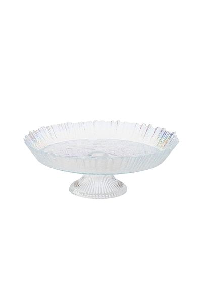 Byblos Turkish Glass Serving Platter With Base 32cm